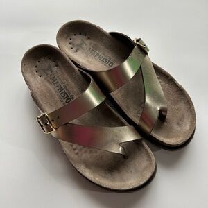 Mephisto Women’s Gold Tan Sandals with Adjustable Buckles